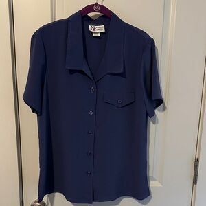 Maggie Sweet Periwinkle Blue Button-Up short sleeve Shirt